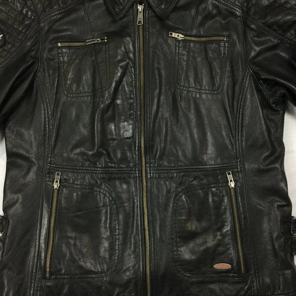 Harley Davidson Valley Motorcycle Jacket Black Leather Womens Size 1W 97166-13VW - Picture 2 of 12